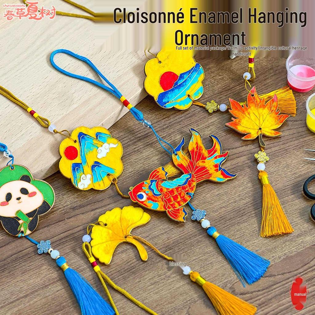 Jingtai Blue Cloisonné Enamel DIY Kit for Kids - Handmade Cultural Heritage Pendant Project