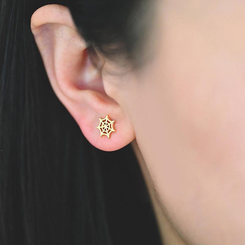 European And American Fashion Funny Earrings, Spider Spider Web Holiday Earrings, High-End Metal Halloween Earrings