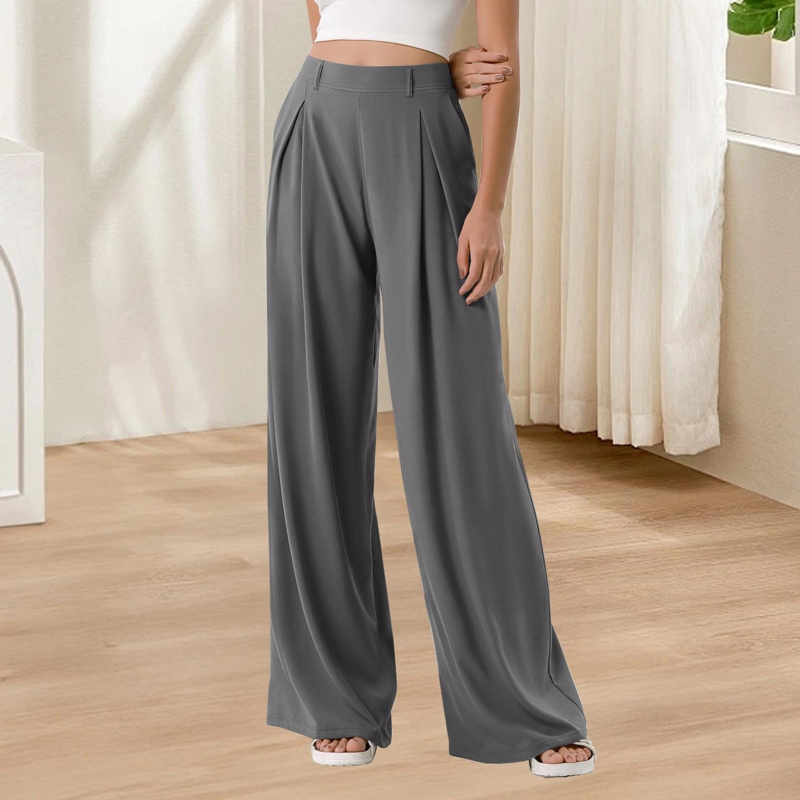 

Женские модные драпированные широкие брюки с высокой талией, универсальные повседневные свободные брюки S