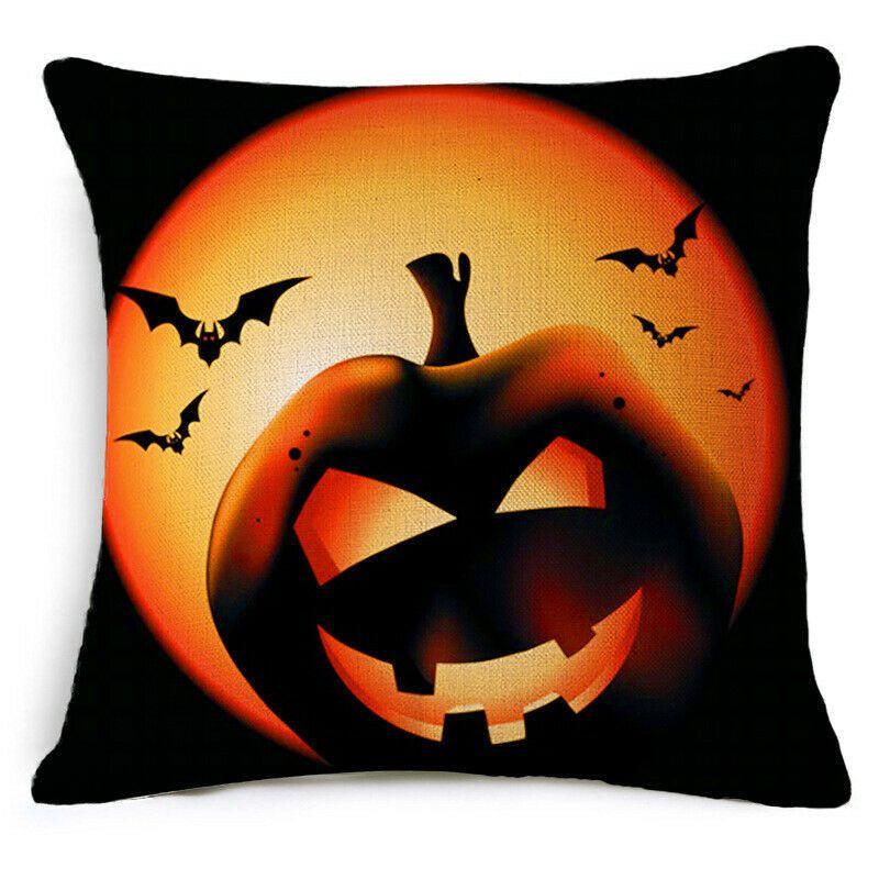 Cotton Linen Halloween Sofa Decor Cushion Cover With Stylish Pumpkin Design