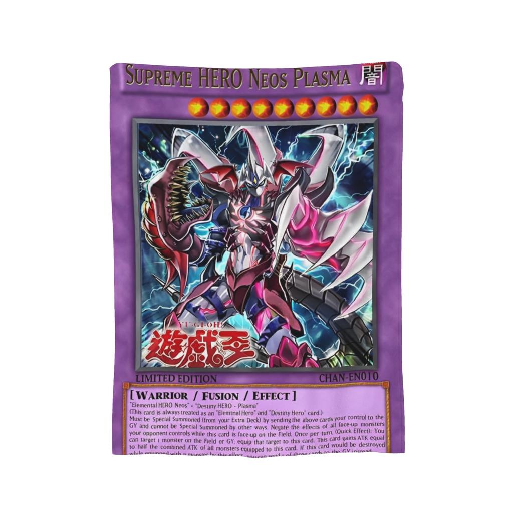 Yu Gi Oh Card Knitted Blankets Flannel Blue Eyes White Dragon Anime Cartoon Super Warm Throw Blankets for Bedroom Sofa Bedspread