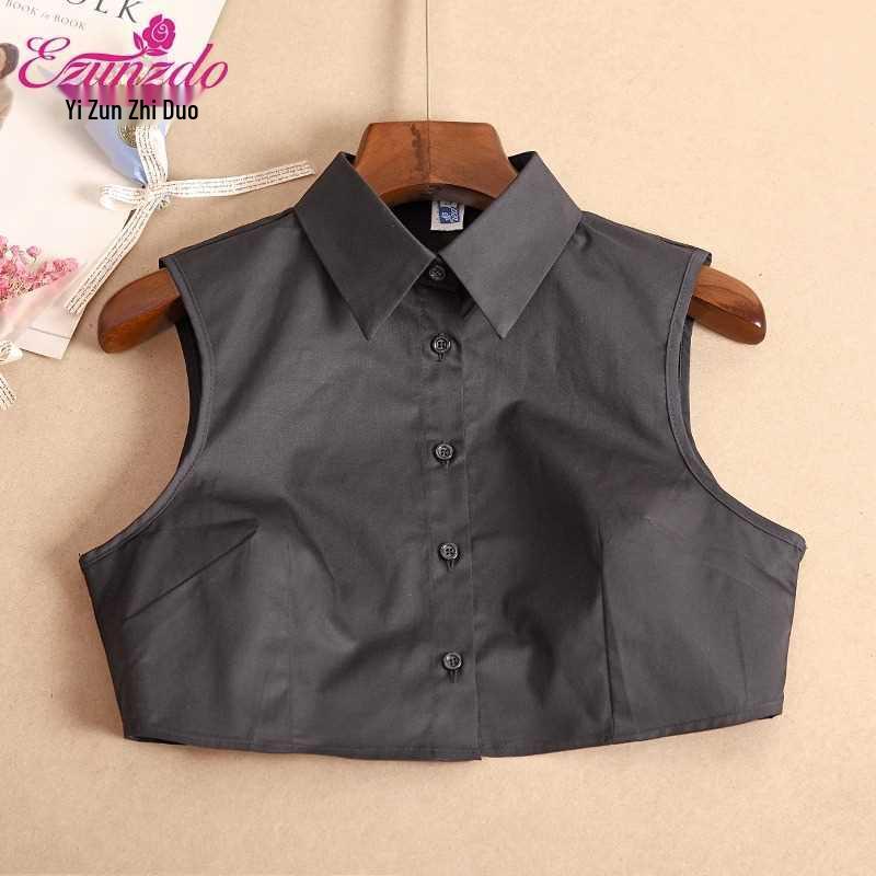 

Women s Sleeveless Shirt with Removable Decorative Collar - Spring Korean Style, Versatile White Doll Collar. L (105-115 lbs)