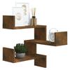 Wall Mounted Corner Shelf Smoked Oak Finish 40 X 40 X 50 Cm Engineered Wood