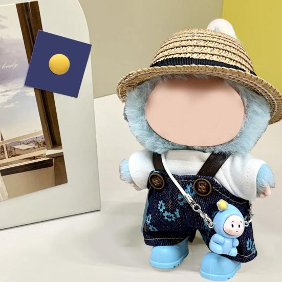 Doll Clothes Set Stylish Overalls Knitted Sweater Outfit for 15-17cm Dolls Fashionable Dress Up