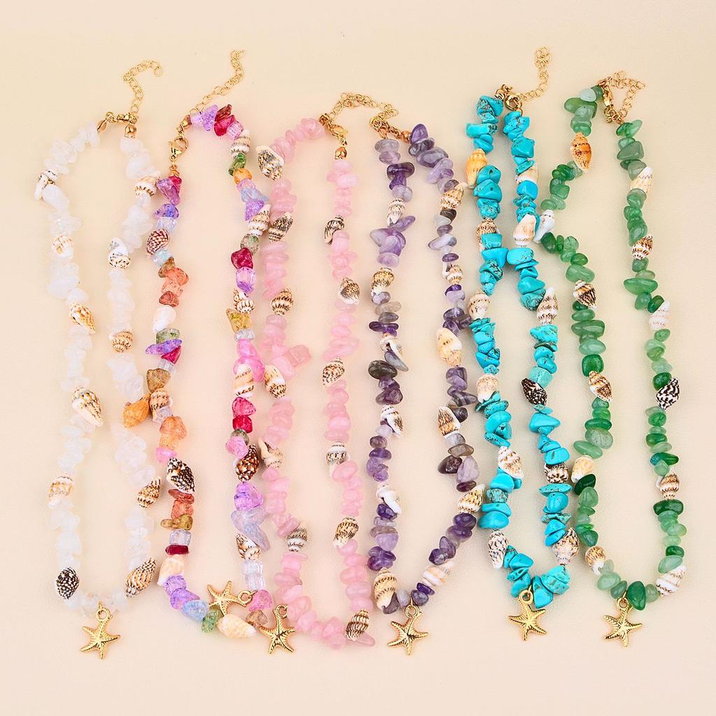 Starfish Bohe Sea Themed Bracelet Women Beach Conch Rice Pearl Turquoise Necklace Pendant Shell Crystal Beads Fashion Jewelry