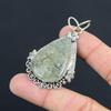 Birthday Gift For Her Natural Moss Prehnite Gemstone Pendant 925 Sterling Silver
