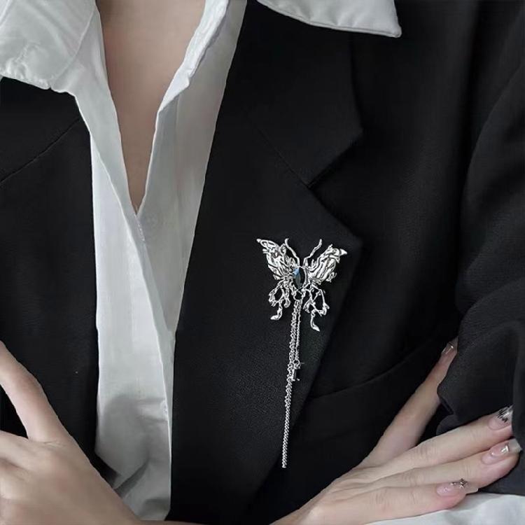 Dynamic Tassels Movement Butterfly Brooch Versatile Scarf Pin Contemporary Alloy Jewelry Accessories for Clothing