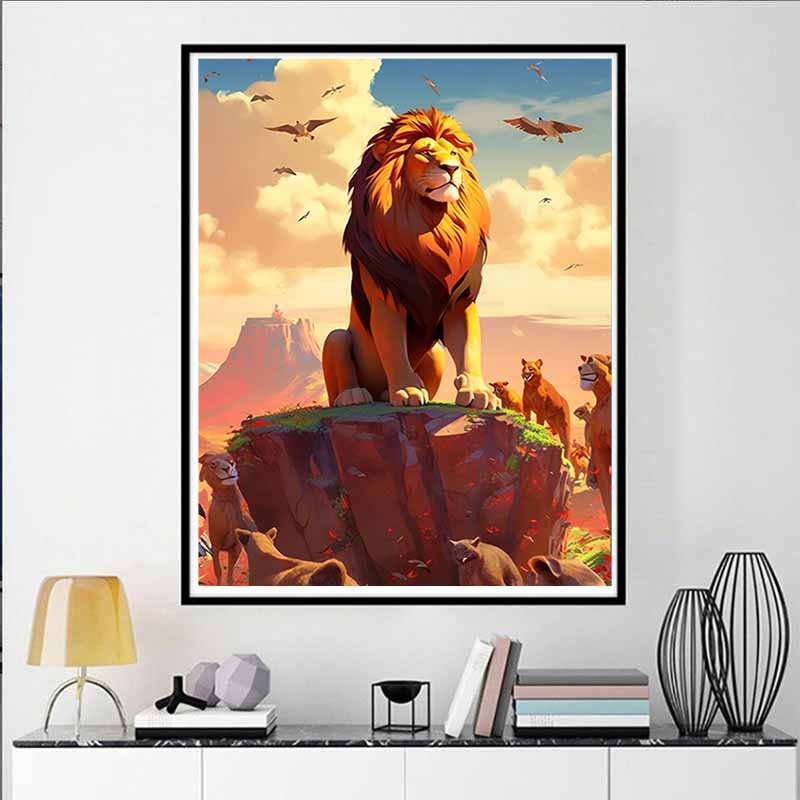 Disney 5D DIY Diamond Painting The Lion King Pride Stone Classic Scene Illustration Cartoon Full Diamond Mosaic Diamond Painting Art WallDecorationSet