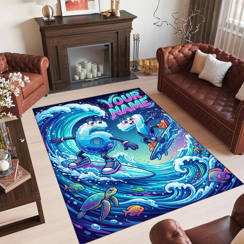 Family Friends Theme Crystal Velvet Rug Personalized Custom Name Text Soft Floor Mat Home Decor