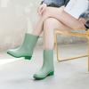 Mid-Tube Women's Rain Boots Outdoor Casual Waterproof Non-slip Outer Wear Water Shoes Work Shoes Thick And Warm For Four Seasons