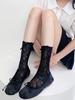 Korean Style Lace Bowknot Fishnet Calf Socks - Thin Hollow Garter Scrunch for Women