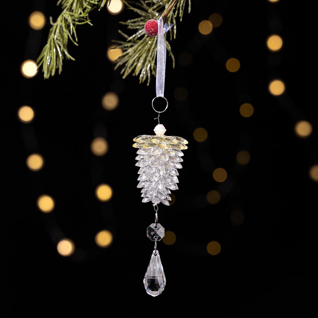 Haobei Acrylic Pine Cone Christmas Ornament - Transparent Crystal Tree Decoration