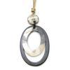 Necklace Natural Material Buffalo Horn Oval Leather KN48023 Part [Fragrant Day] (Acrylic Color Black)