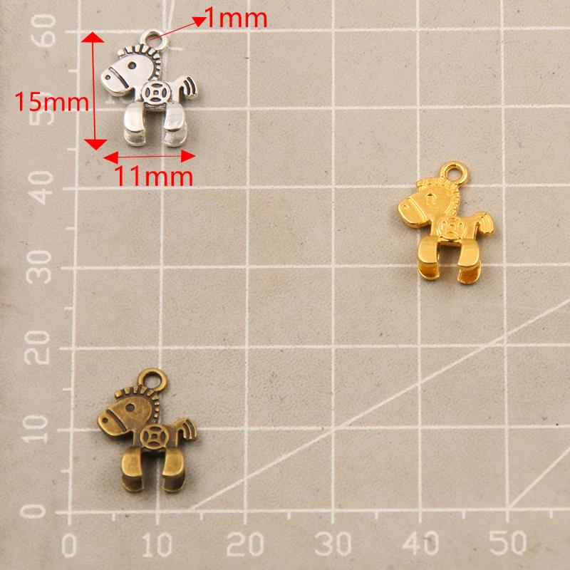 20Pcs 3 Color 11X15Mm New Product Alloy Double Sided 3D Pony Charms For Jewelry Making Diy Handmade Small Animal Pendant