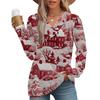 Women's Fashion Casual V-neck Pleated Christmas Long Sleeve Top