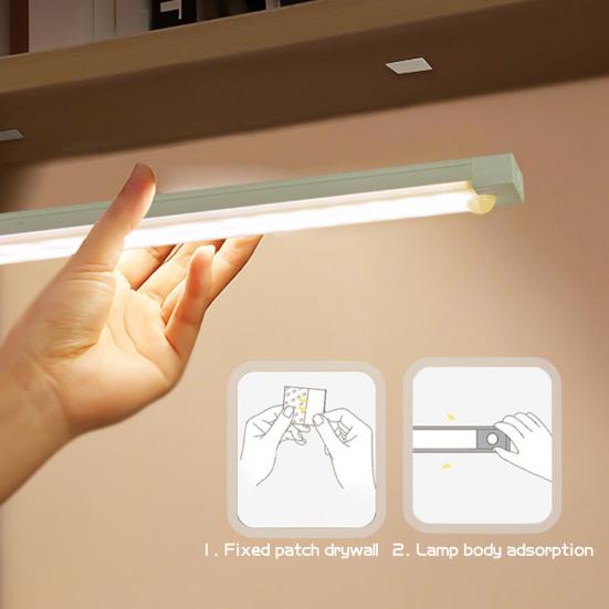 Luce LED per armadio senza fili, luce soffusa, senza sfarfallio, ampio angolo di rilevamento, luce con sensore di movimento ricaricabile, lampada da comodino