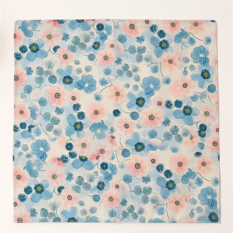 1Pc 34x34cm Thin Cotton Retro Flower Printed Women Pocket Handkerchief Scarf Absorbent Wipe Sweat Towel