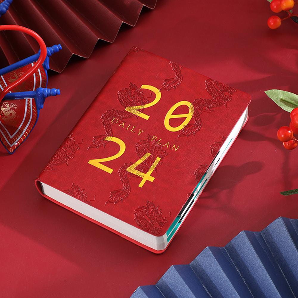 

(Логотип можно выгравировать) Блокнот A5/B6 из сверхтолстой кожи, деловое расписание на 2024 год, студенческий ежедневник, ежедневник, зачетная книжка, блокнот B6 красный