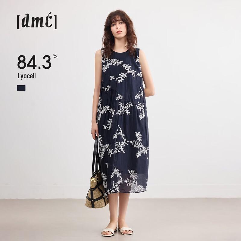 Demana Women s Sleeveless Embroidered Lyocell Midi Dress M