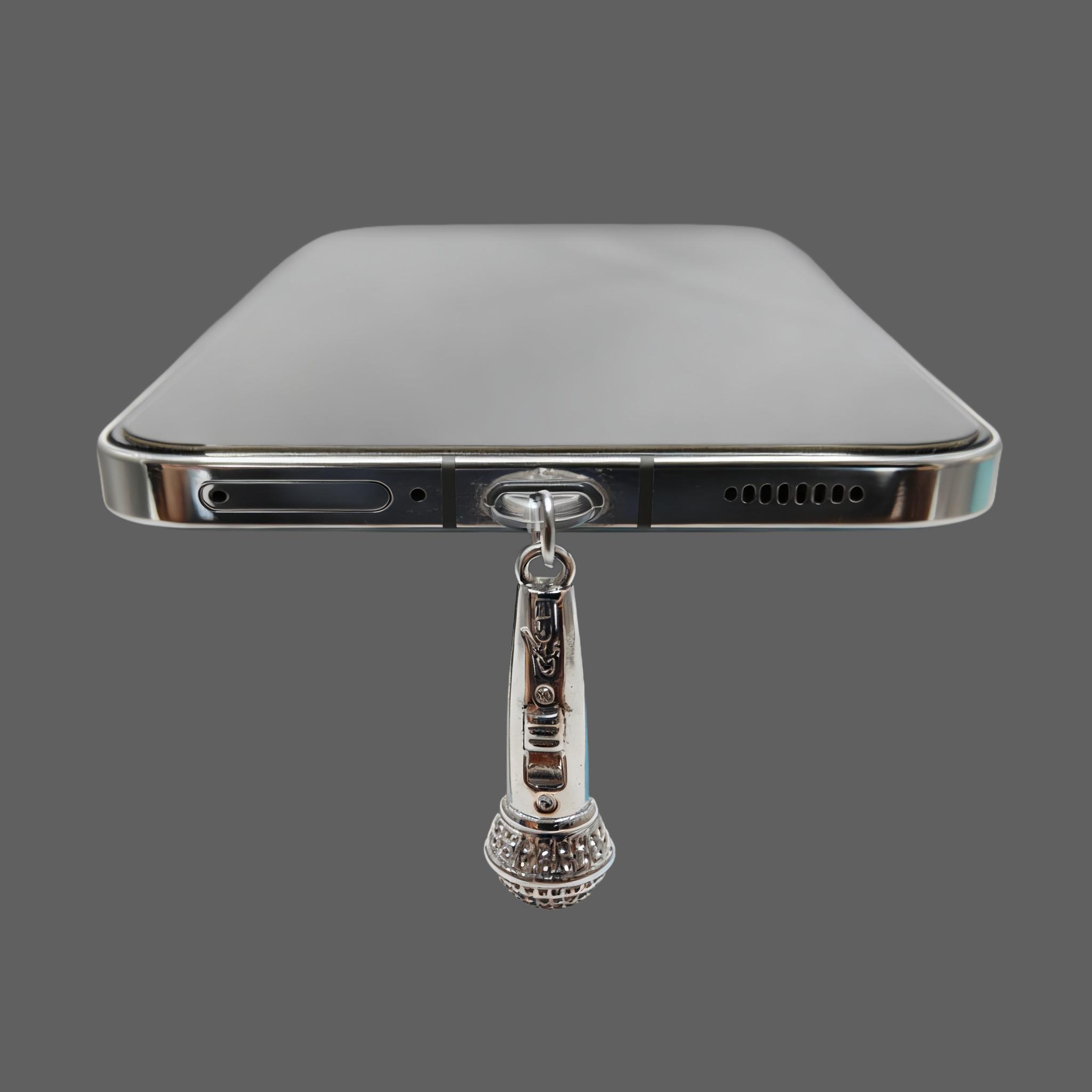 

Изысканная заглушка для защиты от пыли для телефона в форме микрофона, Персонализированный шарм «два в одном», Изысканный аксессуар для телефона, Маленький подарок, For Type-C