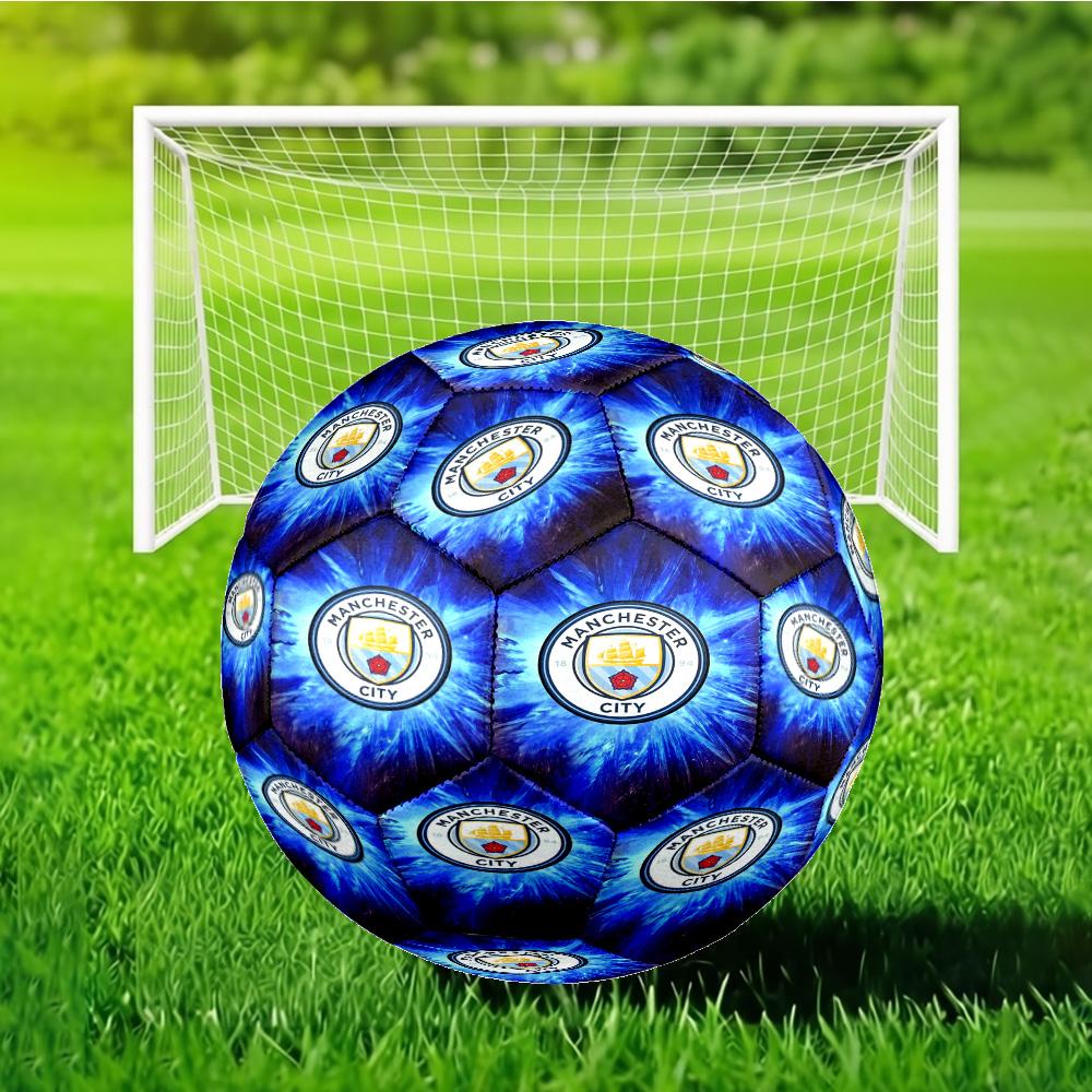 City Football Club Printed Size 5 Soccer Ball - Durable, Machine-stitched, Soft and Comfortable, Suitable for Training and Matches Gift