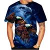 2024 Summer Men's Short Sleeved 3D Digital Printed Loose Casual White Eagle T-shirt Plus Size