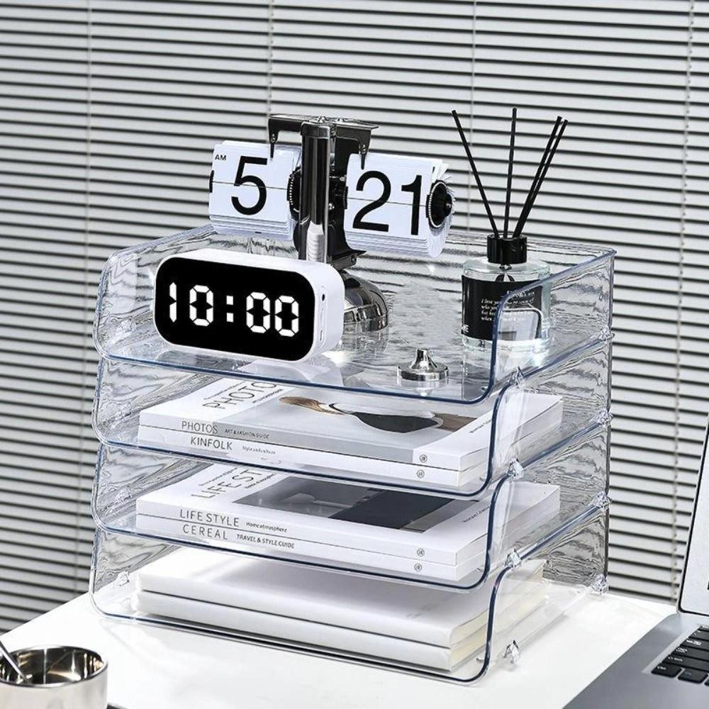 Desktop Organizer A4 File Storage Tray Book Shelf File Organizer Stackable File Rack  Certificates