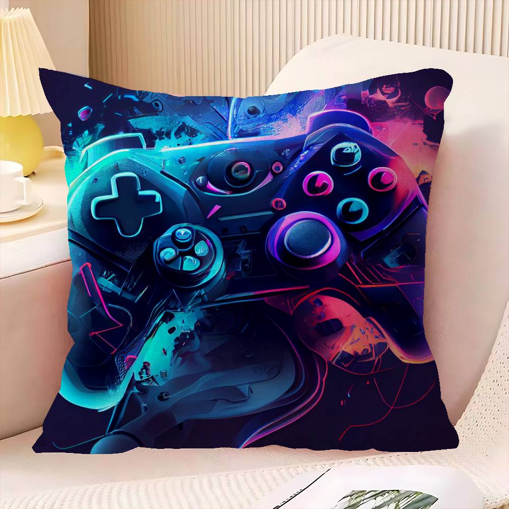 Gamer Casual Carpet With Controller Cushion Cover Car Throw Pillow Case For Sofa Car Christmas Gift 40x40cm 45x45cm