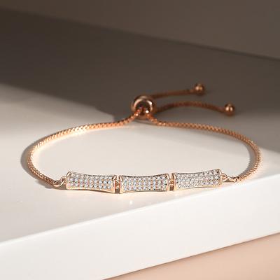 Zircon Bamboo Bracelet Women's Light Luxury Niche National Style Adjustable Pull Jewelry