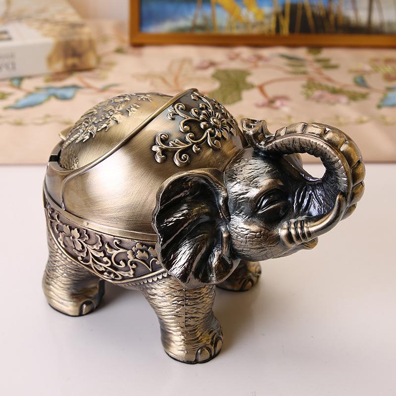 European retro elephant ashtray creative personality trend spherical metal cover multi-functional office home living room