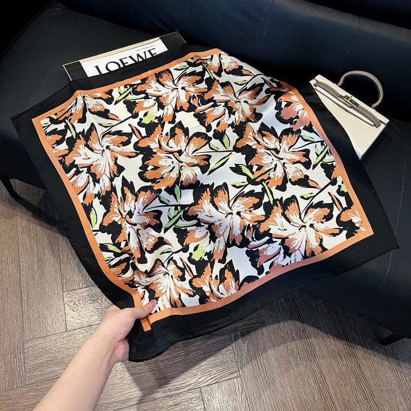 Mother's Day Silk Scarf Muse Festival Gift Simulation Silk Silk Scarf Premium Spring and Summer Square Scarf 71 Silk Decorative Small Scarf