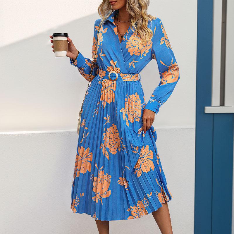 2025 Spring New Fashion Women's Clothing Blue Dress Women
