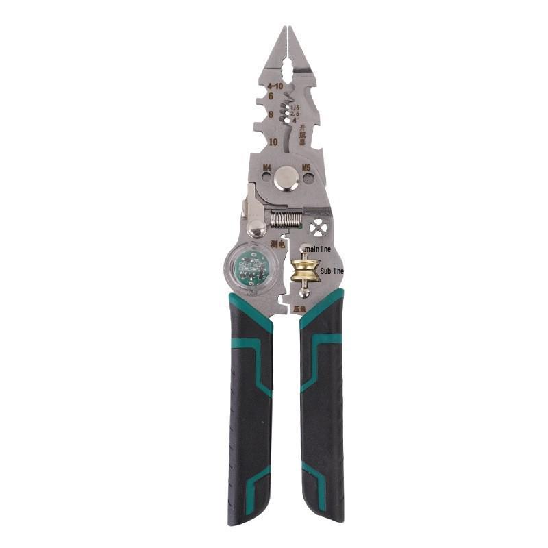 Multifunctional Electrician's Long Nose Pliers: Wire Stripper, Cutter, Voltage Tester, Puller, Folding Test Pen