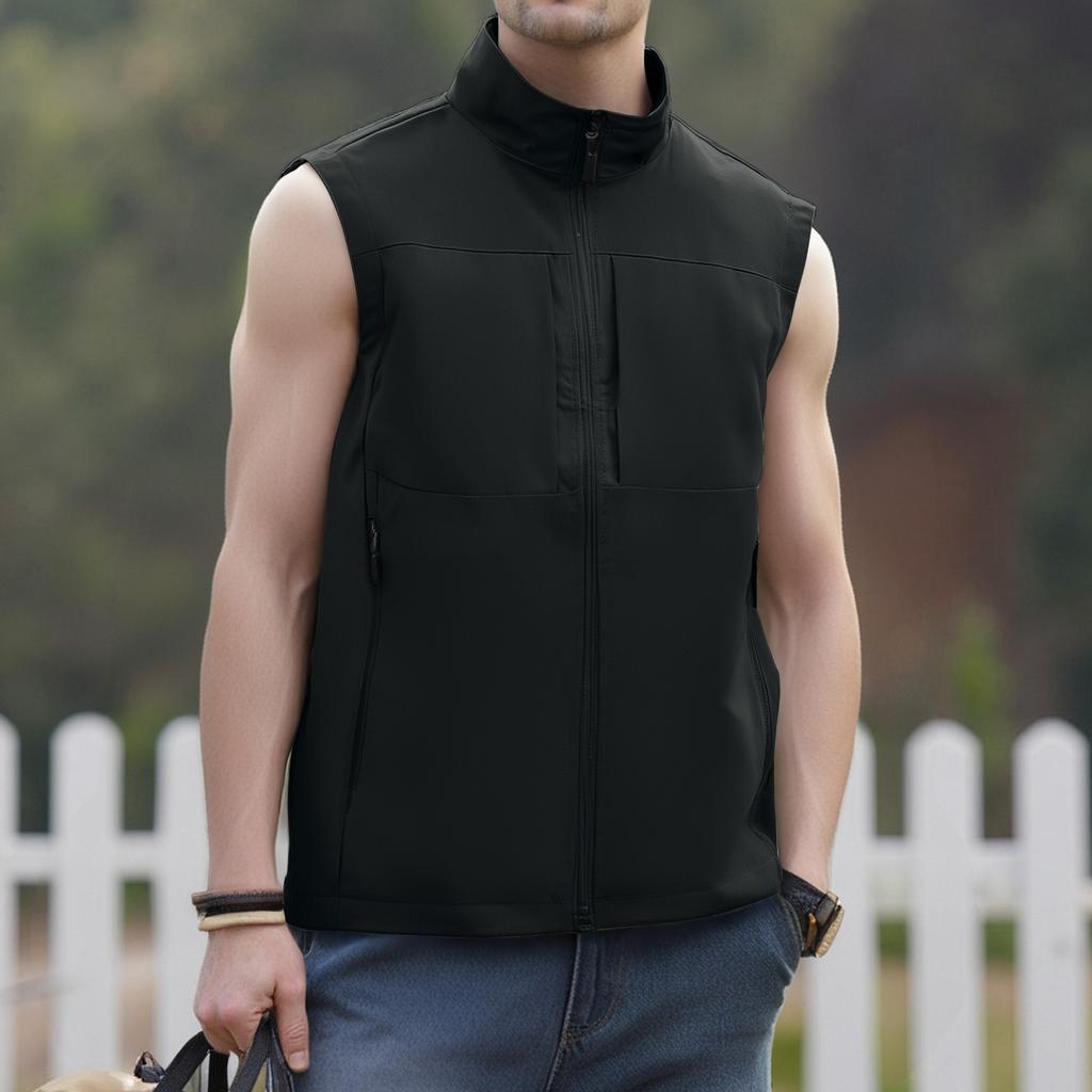 Men's Windproof Lightweight Golf Vest Outerwear With Pockets, Softshell Sleeveless Jacket For Running Hiking Sports
