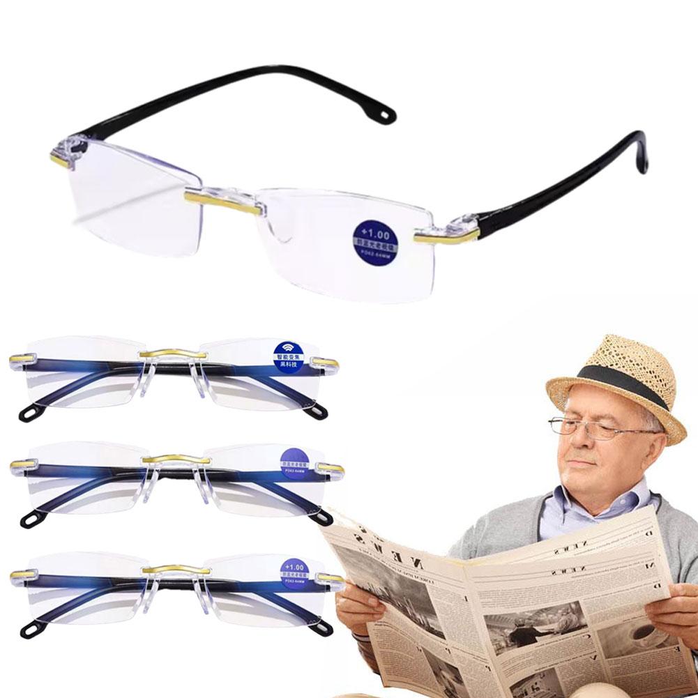 Frameless Presbyopia Eyeglasses Ultralight Square Frame Men's Optical Spectacle Eyewear To Glas F5G9