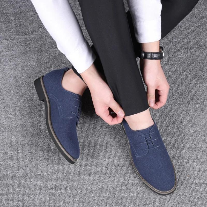 Fashion Men's Dress Shoes Plus Size Mens Oxford Shoes Suede Mens Casual Shoes Lace-ups Flats Comfortable Versatile Zapatos Para Hombres