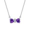 S925 Sterling Silver Necklace Cross-border Fashion Bow Pendant Female Heart-shaped Colored Treasure Necklace Simple Twelfth Birthday Stone