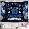 2D Flat - 2D Flat - 1pc 2D Flat Tapestry This Legend Is 10 Awesome Happy Birthday Banner with Starry Balloons And Glittering Decorations for a 10Th Bi