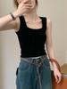American pure cotton U-neck slim-fitting and thin Spice Girl suspender vest short sleeveless niche pure desire sexy top ins