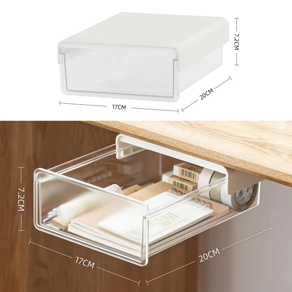 AooYo Set of Mini Drawer Hidden Storage Office Remote Control Convenient Small Item Tape Strong No Tools Easy Transparent Under-Desk Drawer, 2,