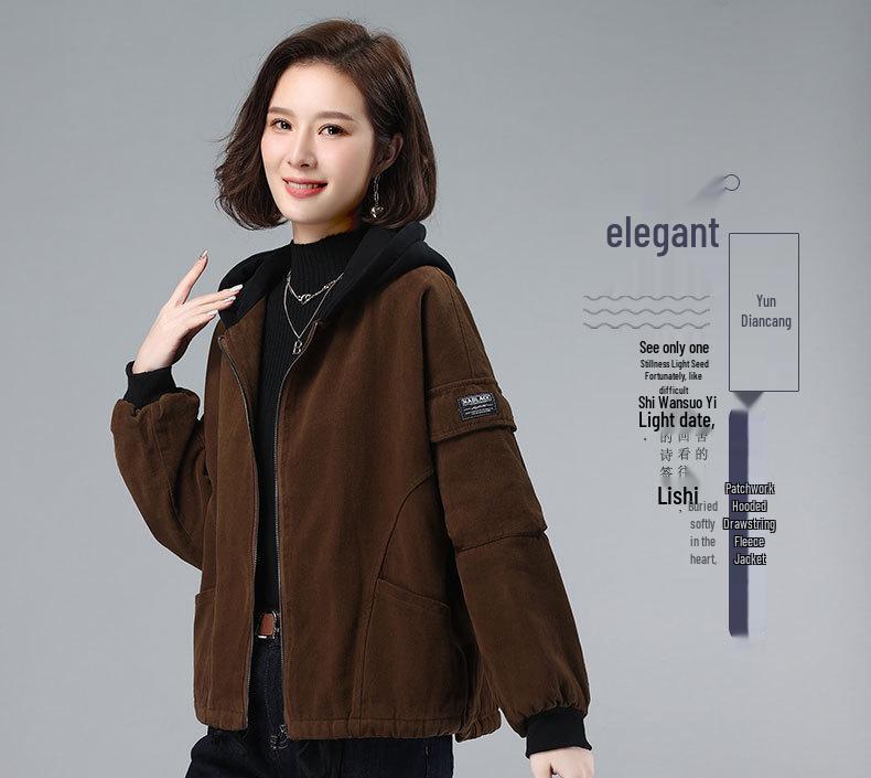 Women's Plus Size Fleece-Lined Jacket - 2024 Autumn/Winter Trend, Thick, Warm, and Stylish for Mature Fashion.