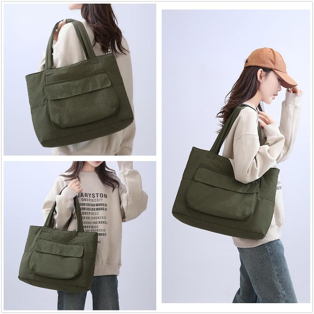 Forui Commuter Tote Bag, Large Capacity, Zippered, Ample Storage, Simple, Lightweight, Canvas Tote Bag, Diaper Bag, A4 Size, Available In Black, 4