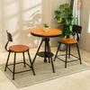 Retro American Solid Wood & Iron Bar Stool with Backrest