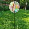 Glitter Stripe Windmill Rainbow Effect Colorful Film Rotating Sphere Durable Plastic With Stakes Rainbow Wind
