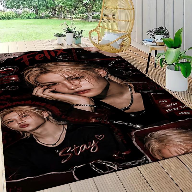 Stray Kids Felix Aesthetic Carpet Rug Soft Washable Anti Slip Home Living Room Sofa Mats Personalized Christmas Rug