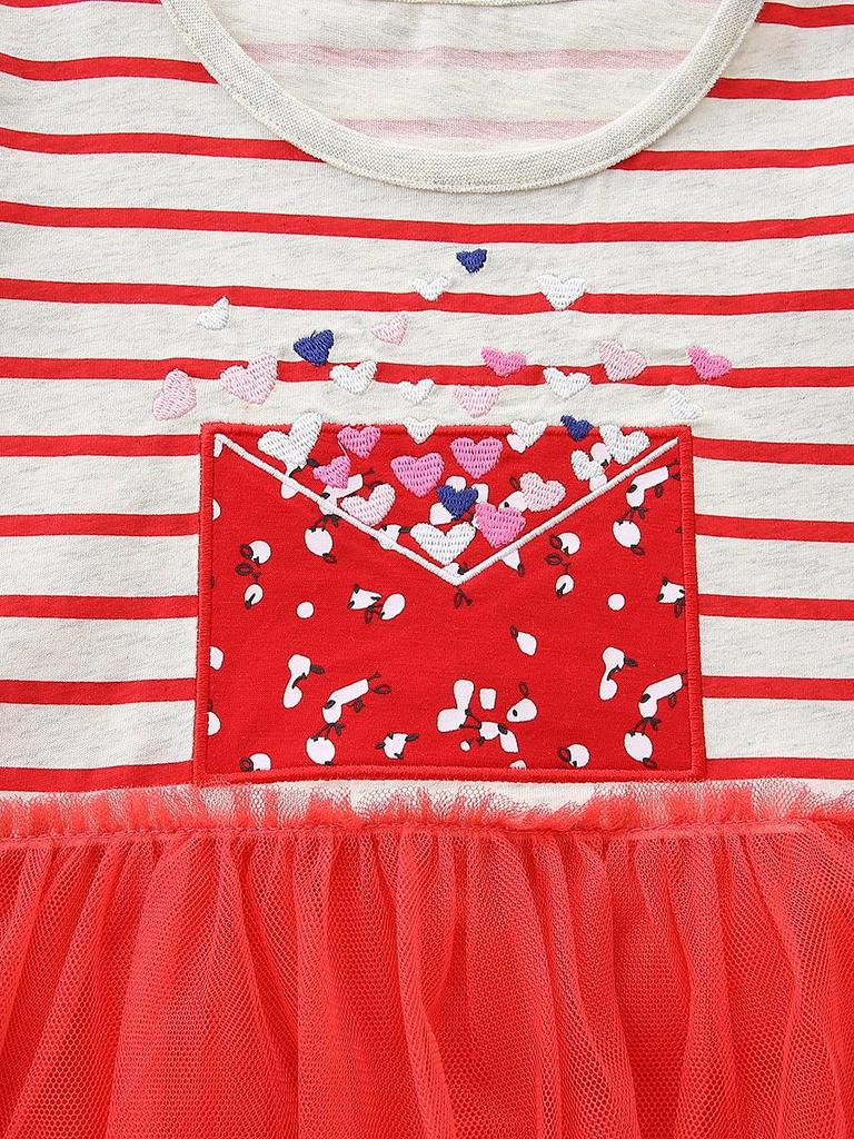 New Summer Striped Mesh Embroidered Princess Dress for Girls: European Style, Cute and Long