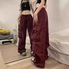 Women's American Retro Wide-Leg Pleated Jogger Pants - Hip Hop Style, Casual & Versatile