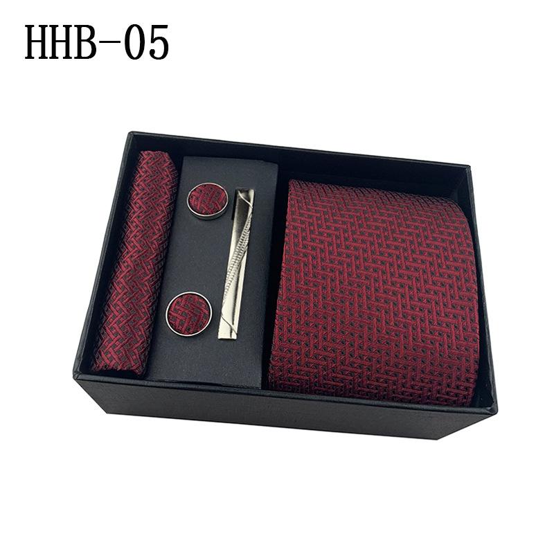 Men'S Business Tie Square Scarf Gift Box Striped Plain Suit Shirt Tie Black Gift Box Set