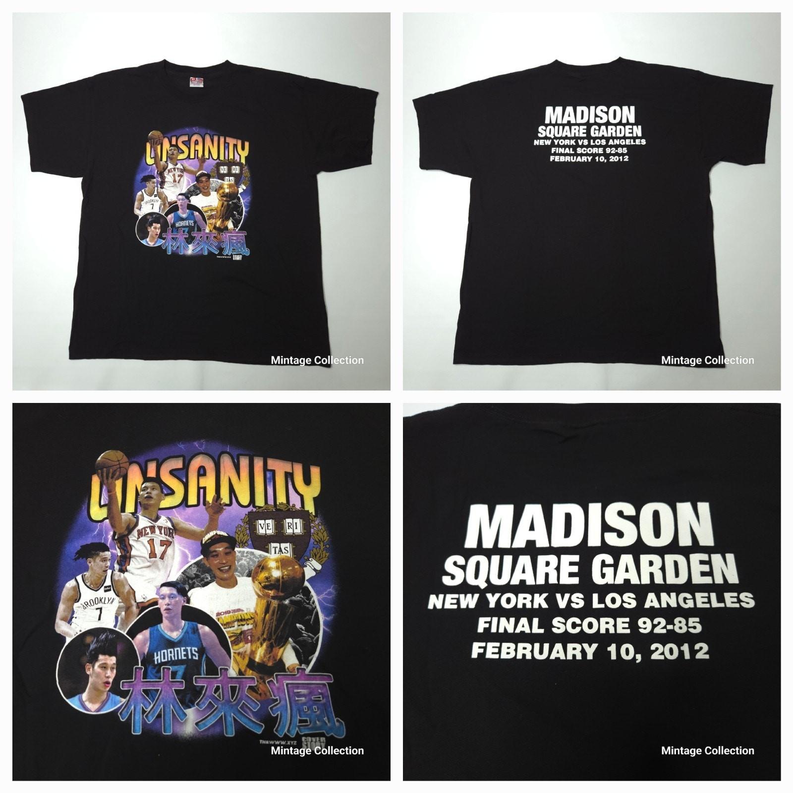 RARE Jeremy Lin Linsanity Knicks Hornets Nets Raptors Basketball Rap Tee XXL S