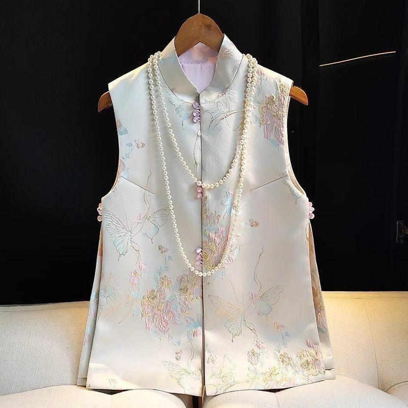 

Национальный трендовый жилет женский ретро национальный жилет с бисером новая модная рубашка топ XL